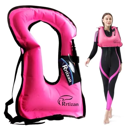Rrtizan portable pink inflatable snorkeling vest