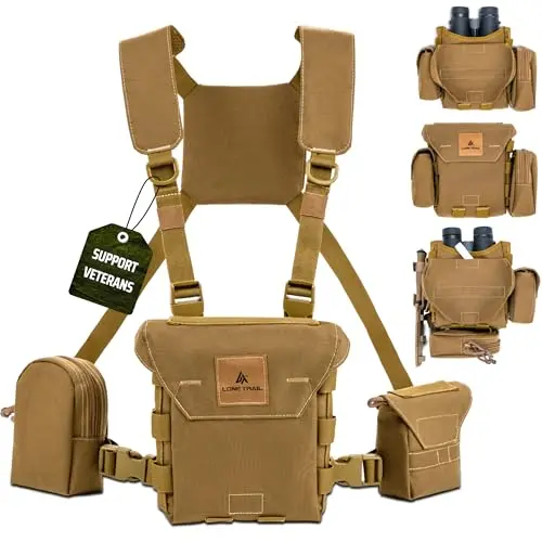 Lone Trail waterproof binocular chest pack with MOLLE straps in green