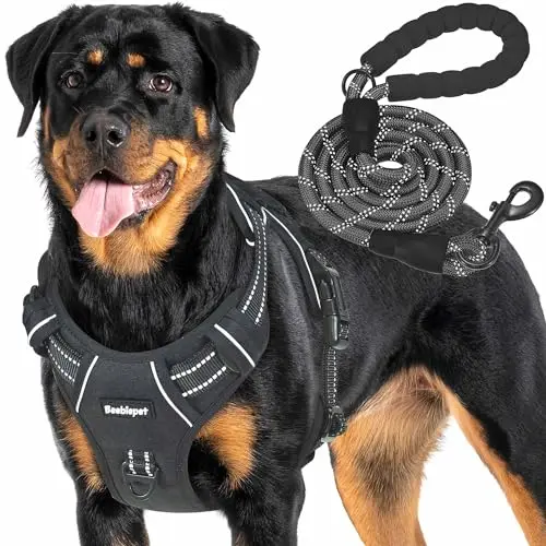 Beebiepet black heavy-duty tactical dog harness