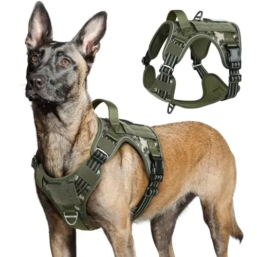 rabbitgoo Tactical Dog Harness in green camo