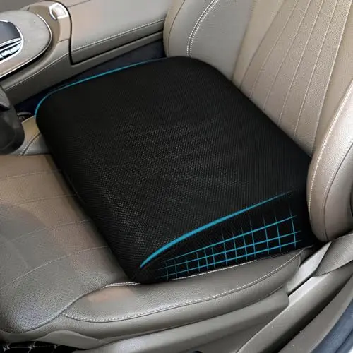 HOMBYS black ultra-thick wedge car seat cushion with mesh cover