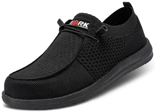 LARNMERN Steel Toe Loafers Women Slip On Safety Work Flats