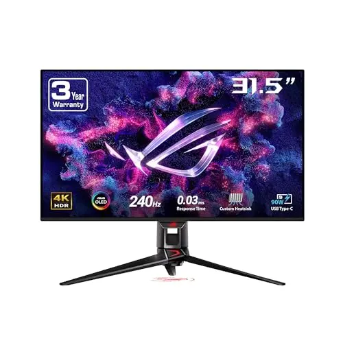 ASUS ROG Swift 32-inch 4K OLED gaming monitor on a desk