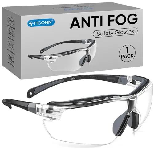 TICONN clear anti-fog safety glasses