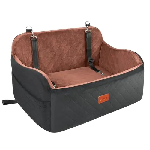 Lealchum dog car seat with memory foam and safety leashes
