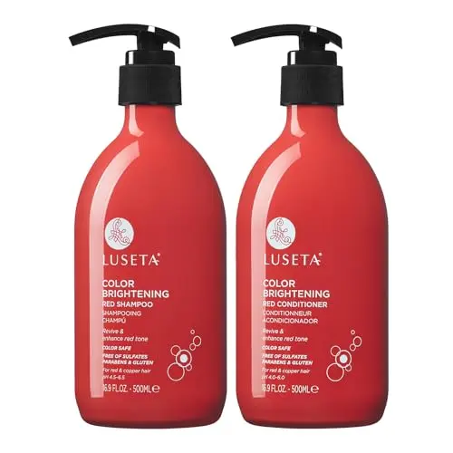 Luseta Red Hair Shampoo and Conditioner Set bottles