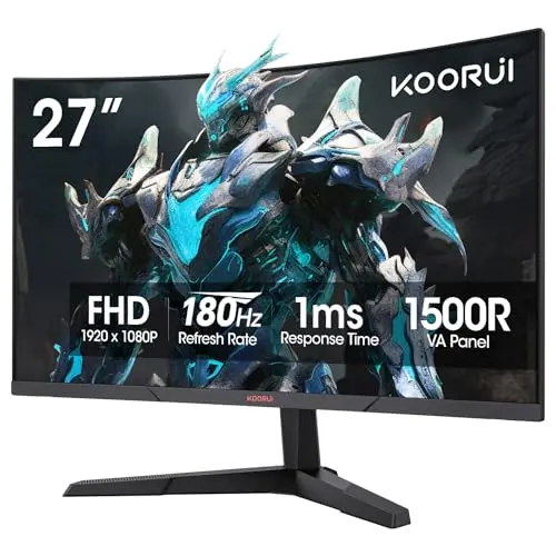 KOORUI 27-inch curved gaming monitor with a 1500R curve and adaptive sync