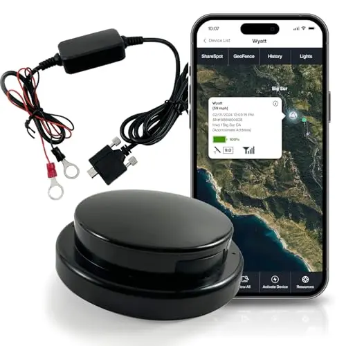 LandAirSea Overdrive Permanent GPS Tracker with hardwire kit mounted on equipment