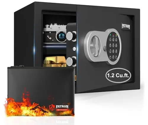 PATRON black digital fireproof safe with electronic keypad