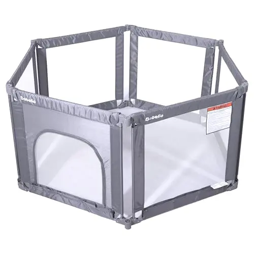 BABELIO grey wall-mountable and foldable baby playard