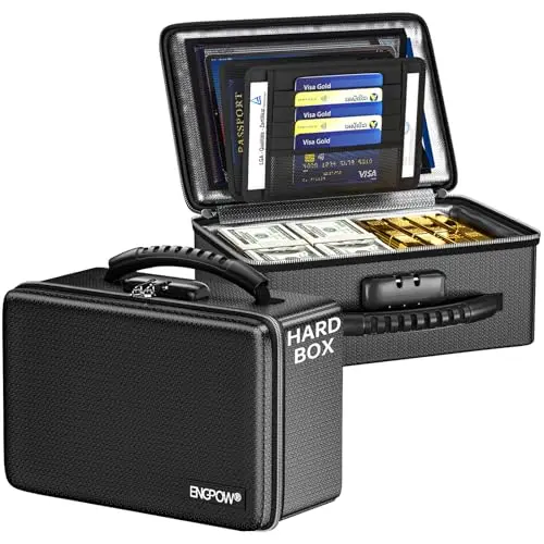 ENGPOW black hard case fireproof money box with combination lock