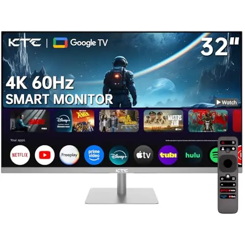 KTC 32-inch 4K smart monitor with Google TV interface displayed