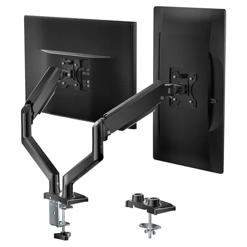 WALI dual monitor gas spring mount with black finish