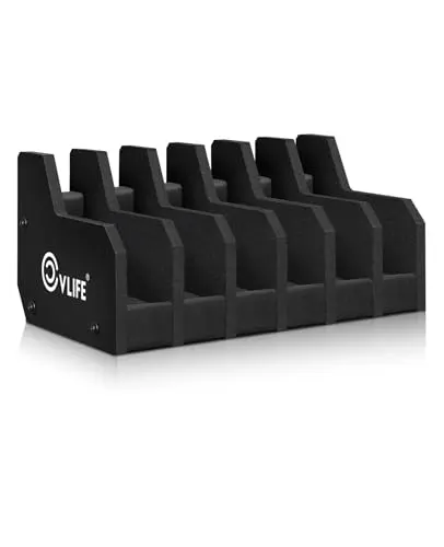 CVLIFE black foam pistol rack with six slots and aluminum rods