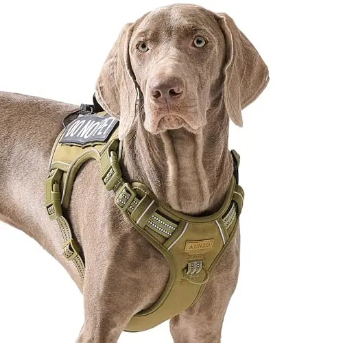AUNZO adjustable no-pull tactical dog vest in army green