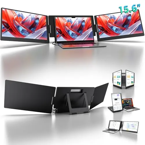 KYY 15.6-inch triple portable monitor with one-cable USB-C setup