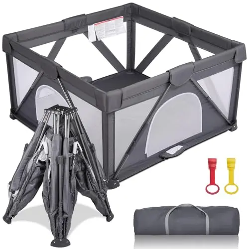GENTEACO dark grey extra large foldable baby playpen