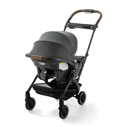 Graco Gomax Next Gen travel system showing compact-fold stroller frame and infant car seat.
