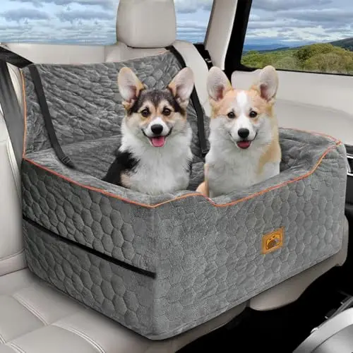 melafa365 gray large dog car seat capable of holding two small dogs