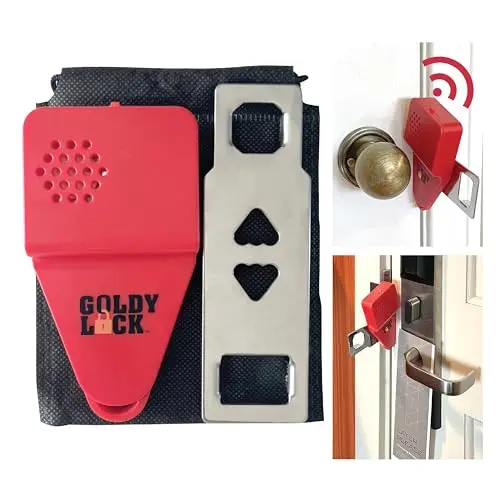 Goldy Lock portable door alarm and lock device