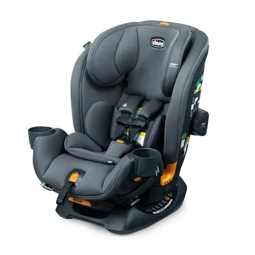 Chicco OneFit LX convertible car seat in rear-facing infant mode with slim design.