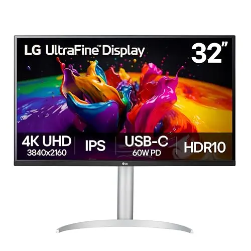 LG 32UP83AK-W 32-inch white 4K monitor with adjustable stand