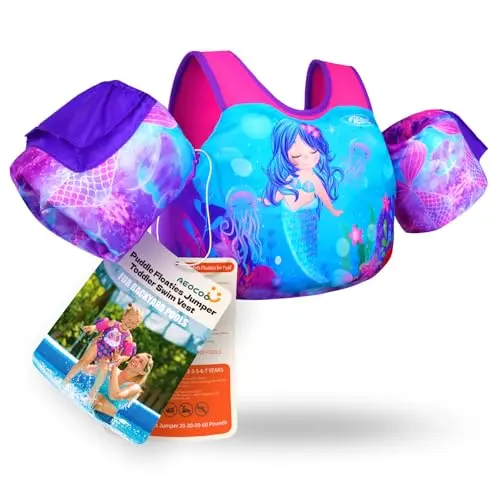 AEOCOO Puddle Float Jumper with dinosaur design, featuring arm floaties and a vest