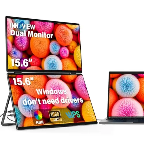InnoView foldable dual portable monitor in vertical orientation