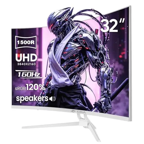 CRUA 32-inch curved 4K gaming monitor with a 1500R curve and RGB lighting