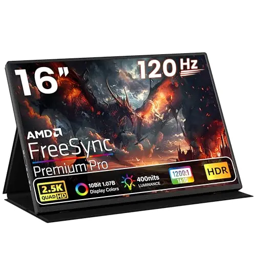 Upperizon 16-inch QHD portable monitor with a smart leather cover