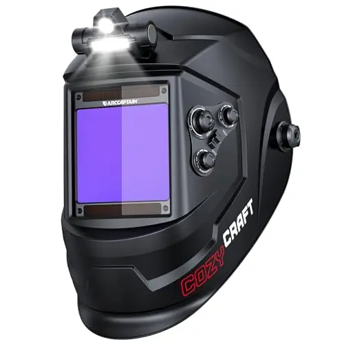 ARCCAPTAIN large screen welding helmet with integrated LED light on top