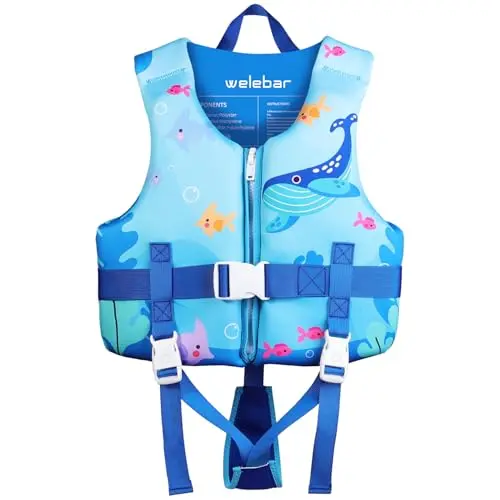 Welebar Dinosaur print toddler swim vest with adjustable straps