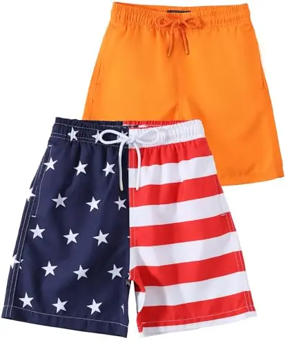 KAILUA SURF 2 pack boys swim trunks in high-visibility safety colors