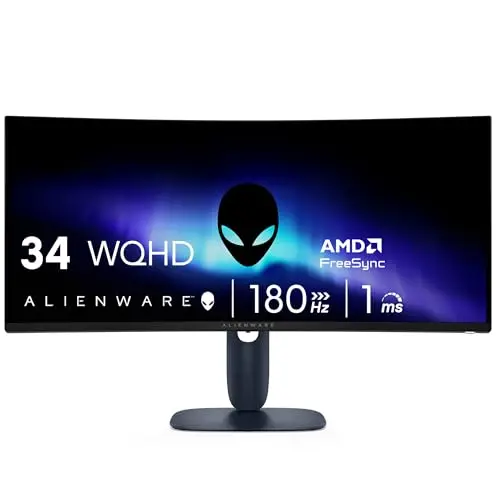 Alienware 34 curved gaming monitor with 180Hz refresh and distinctive white design