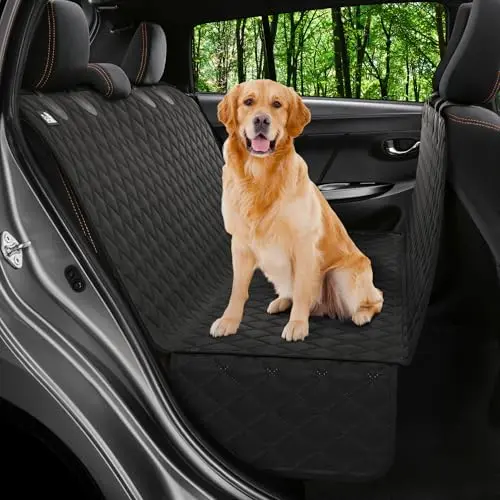 Petloox waterproof dog hammock cover installed in an SUV backseat
