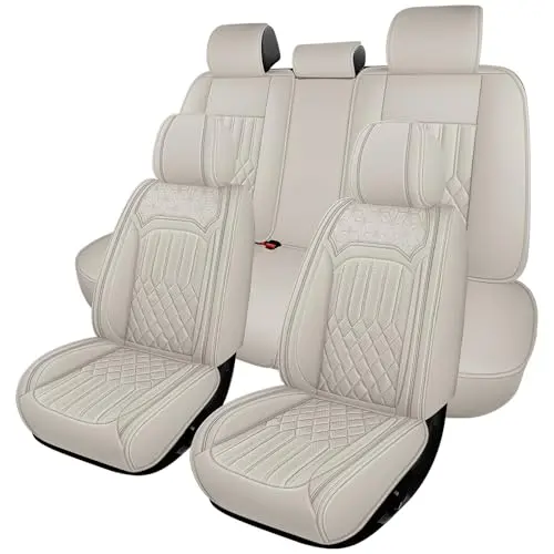 Yevadero Beige Nappa Leather Seat Covers with diamond quilting
