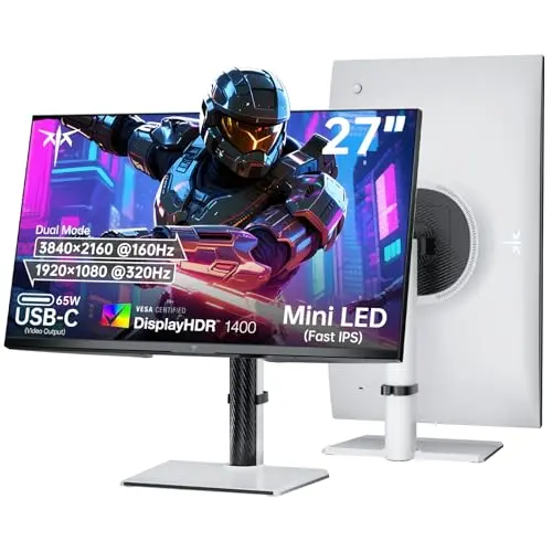 KTC 27-inch dual mode mini LED gaming monitor on a desk