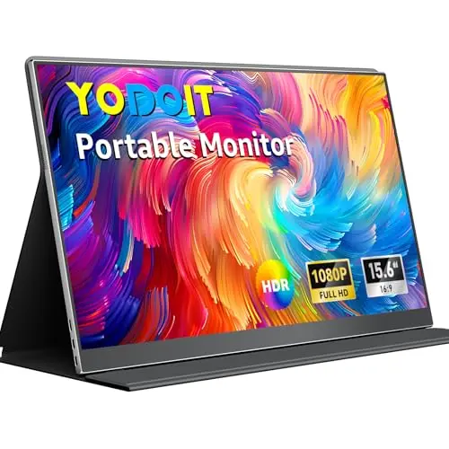 Yodoit portable monitor with stand cover on a desk