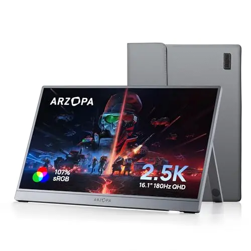 ARZOPA Z3FC 16.1-inch QHD portable gaming monitor with a sleek gray design