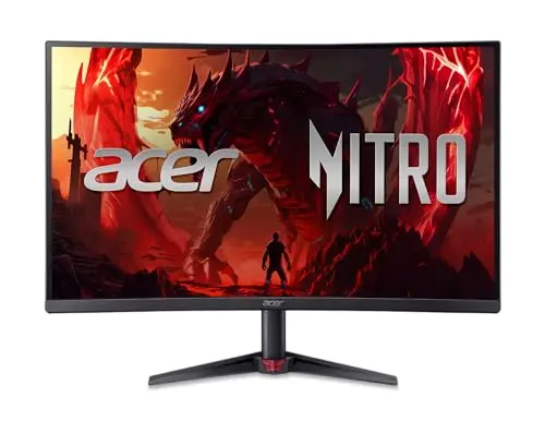 Acer Nitro 31.5-inch curved gaming monitor on a desk
