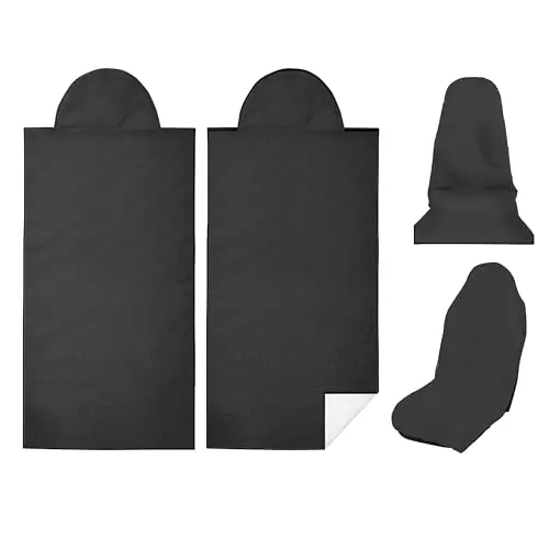 Two pack of black Semtomn car seat towel covers folded