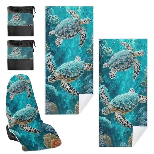 Meetravel two-pack of sea turtle print microfiber towels