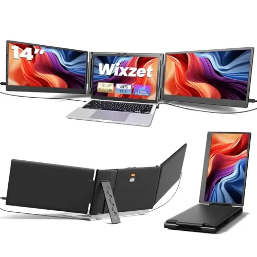 WIXZET T2Pro 14-inch auto-adjust triple portable monitor for laptops