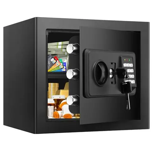TOLEBLID black small home safe with digital keypad