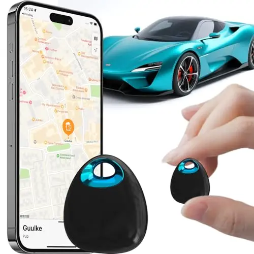 FXAJID waterproof GPS tracker showing compact design and smartphone connectivity